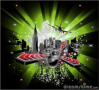 Grunge Urban City Background Vector Illustration