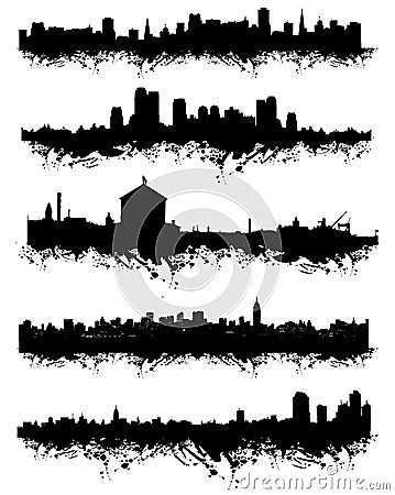 Grunge urban silhouette Vector Illustration