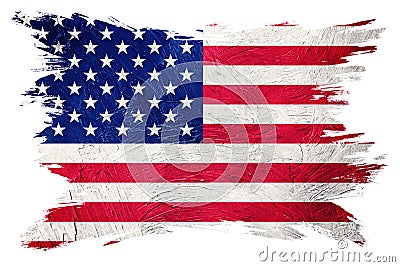 Grunge USA flag. American flag with grunge texture. Brush stroke Stock Photo