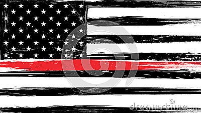 Grunge USA flag with a thin red line Vector Illustration