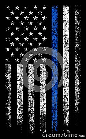 Grunge usa police with thin blue line wallpaper background stock Stock Photo