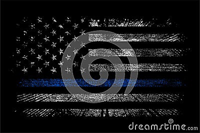 Grunge usa police with thin blue line wallpaper background stock vector Vector Illustration