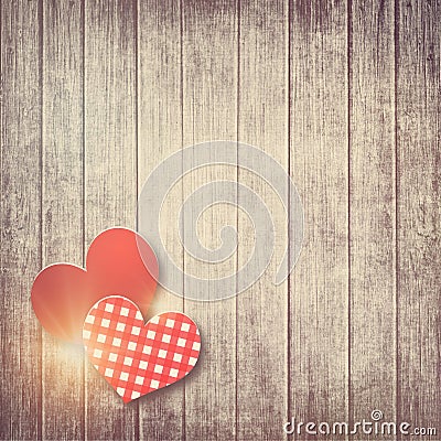 Grunge valentine background with two hearts Stock Photo