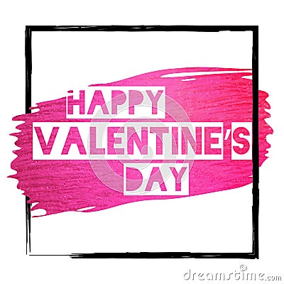 Grunge Valentine banner with pink glitter paint stroke Vector Illustration