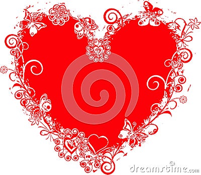 Grunge valentine frame, heart, Cartoon Illustration
