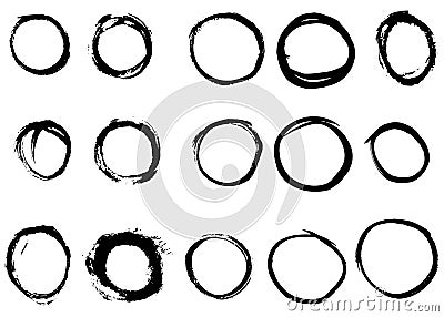 Grunge vector circles. Brush strokes set. Vector Illustration