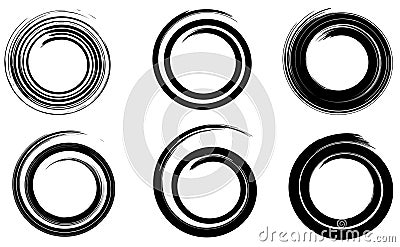 Grunge vector circles. Brush strokes set. Vector Illustration