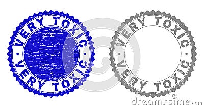 Grunge VERY TOXIC Scratched Stamps Vector Illustration