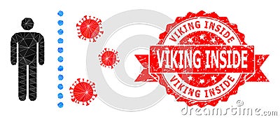 Grunge Viking Inside Seal And Covid Antivirus Wall Lowpoly Mocaic Icon Vector Illustration