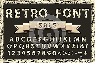 Grunge vintage ink ivory font Vector Illustration