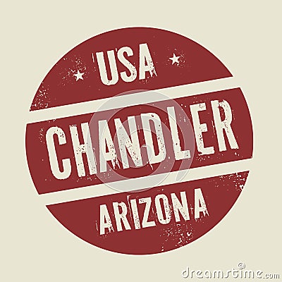 Grunge vintage round stamp with text Chandler, Arizona Vector Illustration