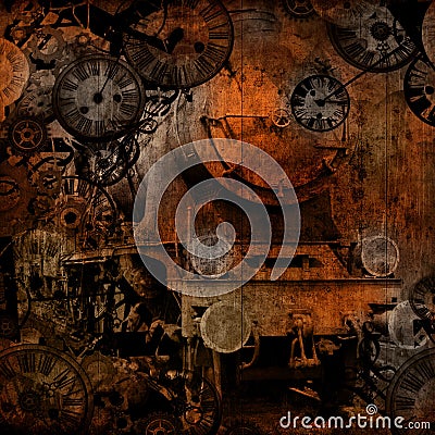 Grunge vintage steam locomotive time machine Stock Photo