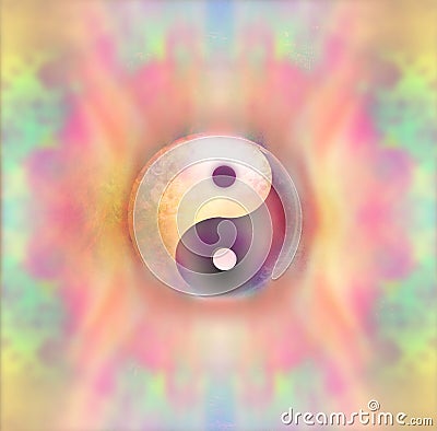 Grunge vintage yin yang symbol Cartoon Illustration