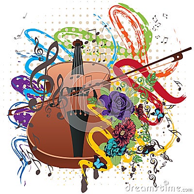 Grunge Violin Illustration Vector Illustration