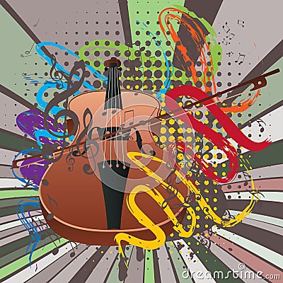 Grunge Violin Illustration Vector Illustration