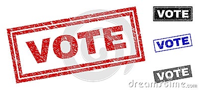 Grunge VOTE Scratched Rectangle Watermarks Vector Illustration