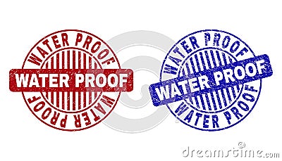 Grunge WATER PROOF Scratched Round Watermarks Vector Illustration