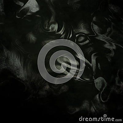 Grunge wavy ornament dark monochrome shapes on horror background. Scratched paint wash drop and wavy lines Stock Photo