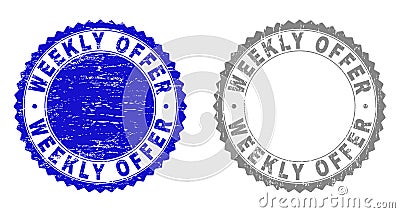 Grunge WEEKLY OFFER Scratched Watermarks Vector Illustration