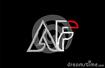 grunge white red black alphabet letter af a f logo design Vector Illustration