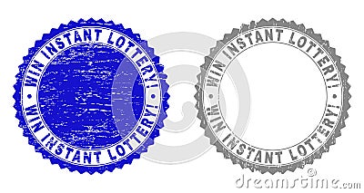 Grunge WIN INSTANT LOTTERY! Textured Stamp Seals Vector Illustration
