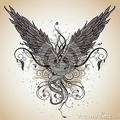 Grunge wing Vector Illustration