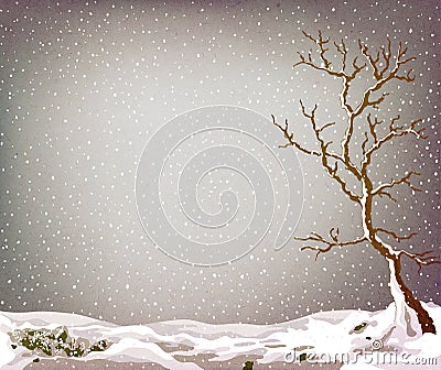 Grunge winter landscape Stock Photo