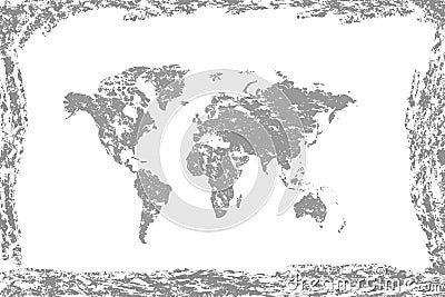 Grunge world map.Old vintage map of the world Vector Illustration