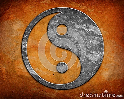 Grunge yin yang symbol Stock Photo