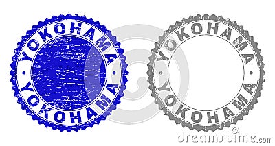 Grunge YOKOHAMA Scratched Watermarks Vector Illustration
