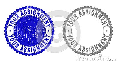 Grunge YOUR ASSIGNMENT Textured Watermarks Vector Illustration