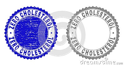 Grunge ZERO CHOLESTEROL Scratched Stamps Vector Illustration