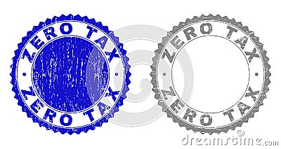 Grunge ZERO TAX Scratched Stamps Vector Illustration