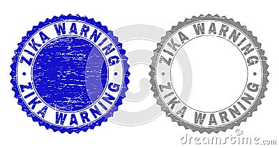 Grunge ZIKA WARNING Scratched Watermarks Vector Illustration