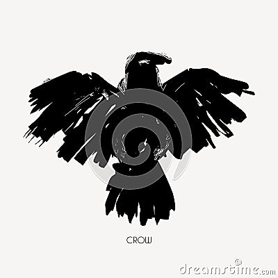 Grungy abstract raven illustration. Vector tribal bird. Vector Illustration