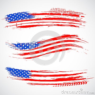 Grungy American Flag Banner Vector Illustration