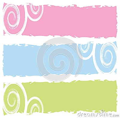 Grungy banners with swirls Vector Illustration