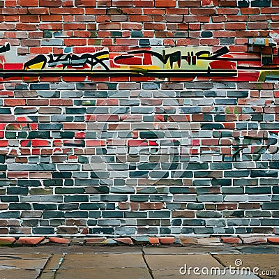 A grungy brick wall with graffiti4, Generative AI Stock Photo