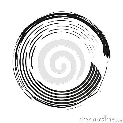 Grungy circle. Circle paintbrush. Circular splatter effect. Vector illustration. EPS 10. Vector Illustration