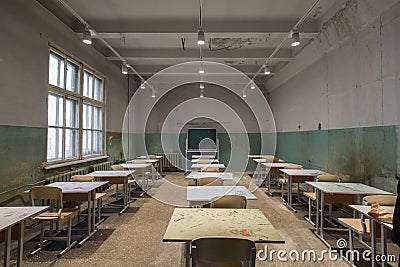 Grungy classroom in school Stock Photo
