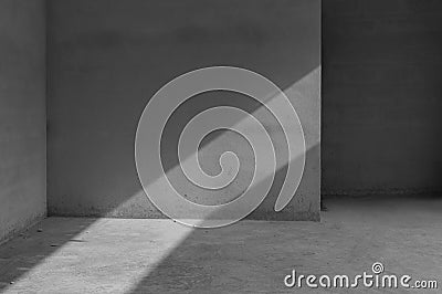 Grungy concrete wall and stone floor room as background Stock Photo