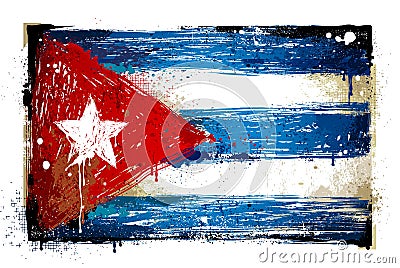 Grungy Cuban flag Vector Illustration