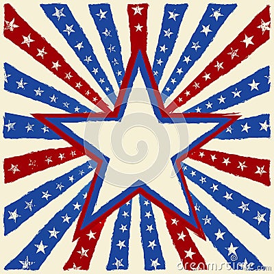 Grungy Distressed Star on a Burst Background Vector Illustration