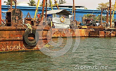 The grungy dockyard Stock Photo