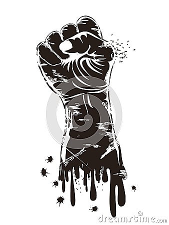 Grungy fist power Vector Illustration