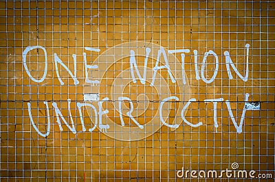 One Nation Under CCTV Graffiti Stock Photo