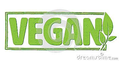 grungy green VEGAN rubber stamp Vector Illustration