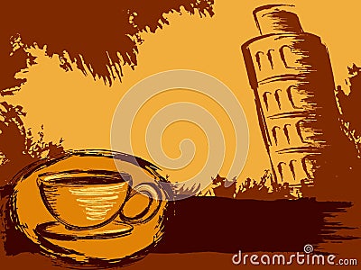 Grungy Italian coffee background Stock Photo