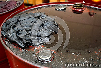 Grungy oil drum Stock Photo