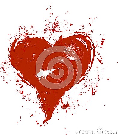 Grungy painted heart symbol Vector Illustration